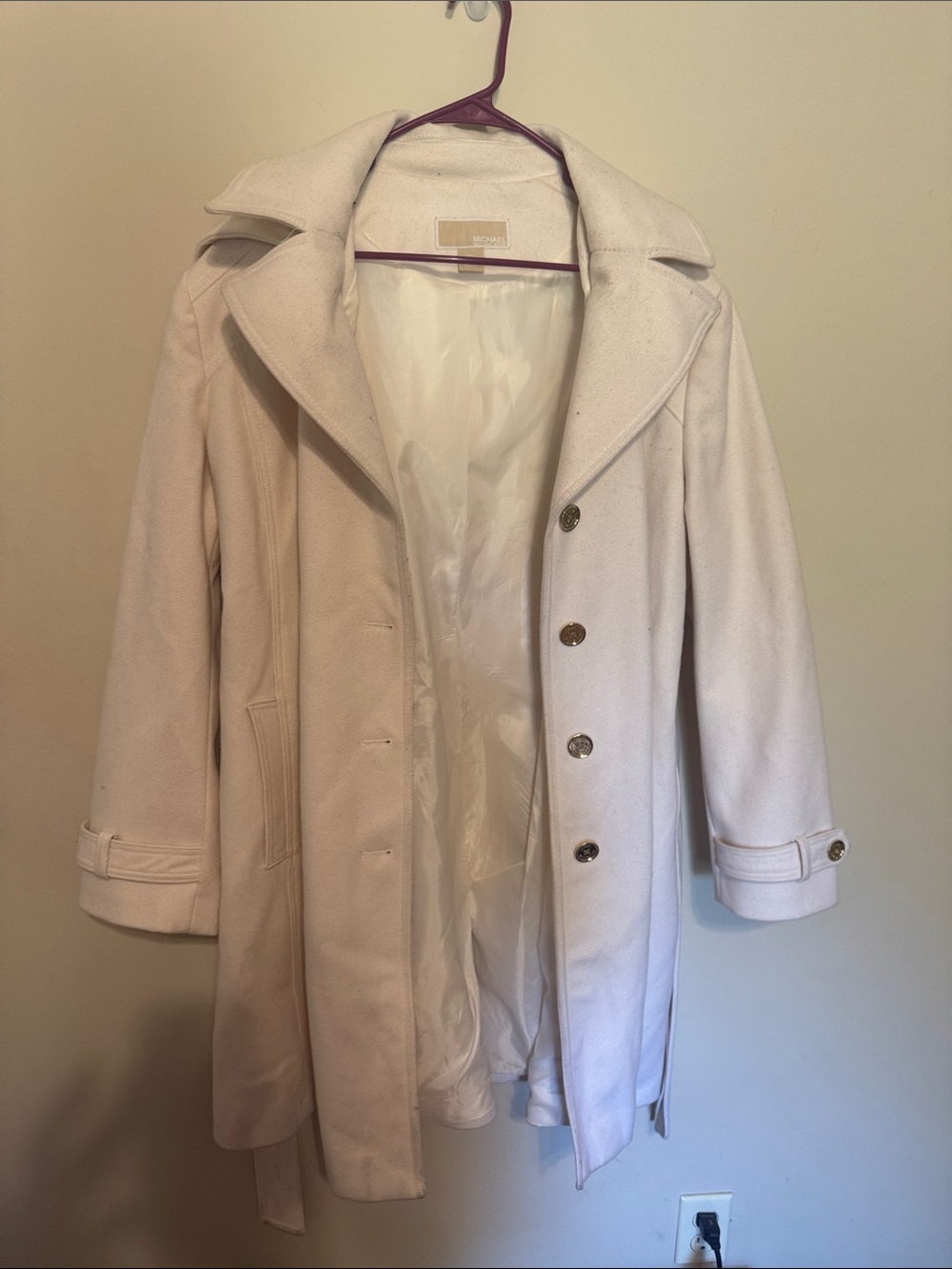 Michael Kors Cream Trench Coat with Button Front